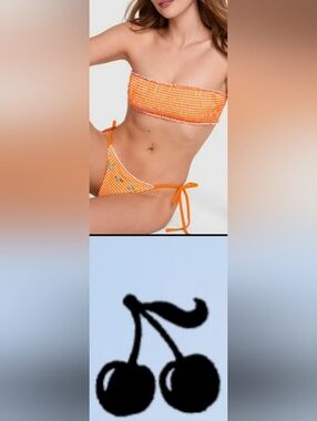 SDD/M PINK By Frankies Bikinis Bandeau Bikini Top Side Tie Bikini Set Orange